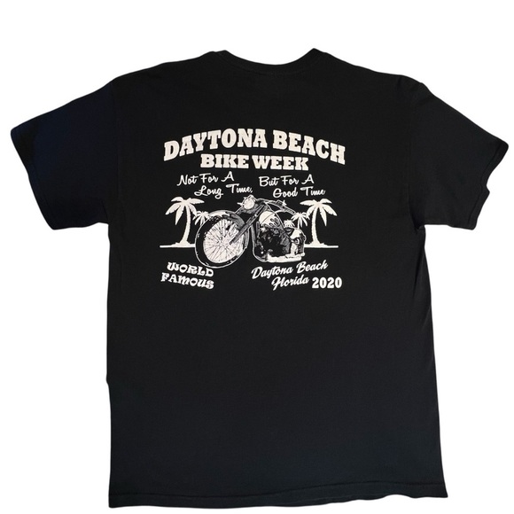 Daytona Beach 2020 T-Shirt, Bike Week Mens Sz L, Motorcycle, Patriotic, Black - Picture 4 of 8